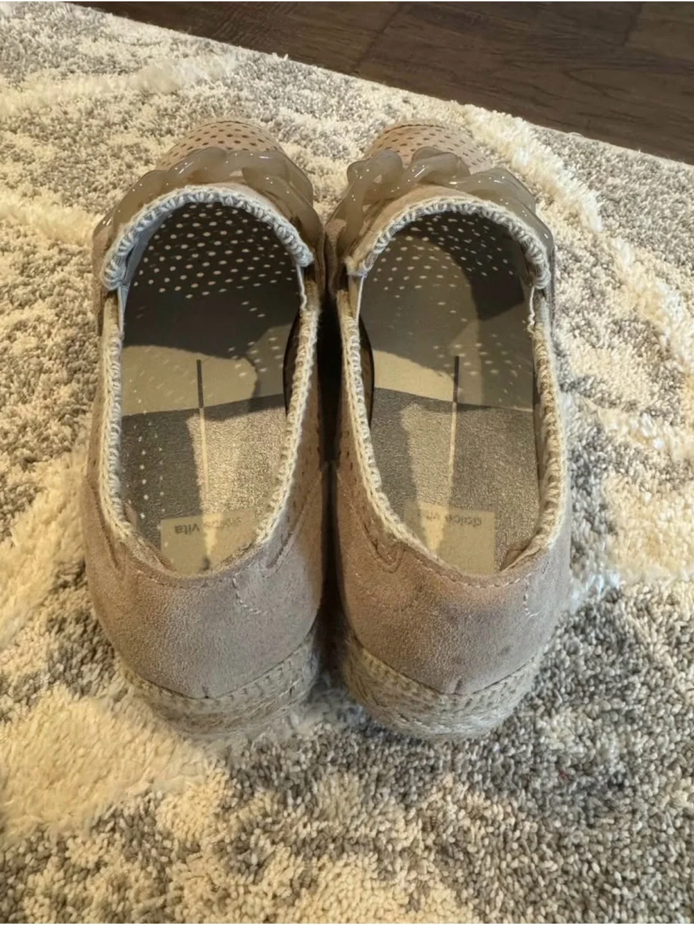 Dolce Vita Taupe Perforated Espadrille Slip-On with Chain Detail